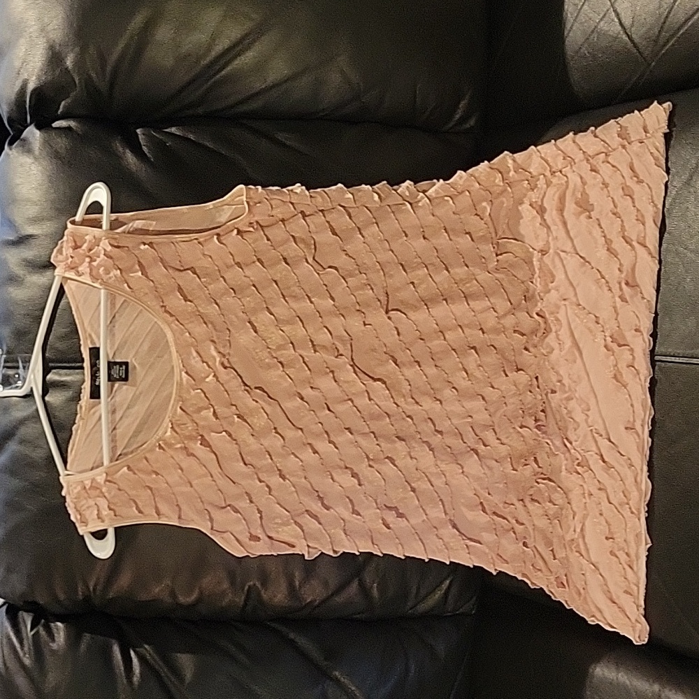 Pink Ruffle with Gold Shimmer Sleeveless Blouse